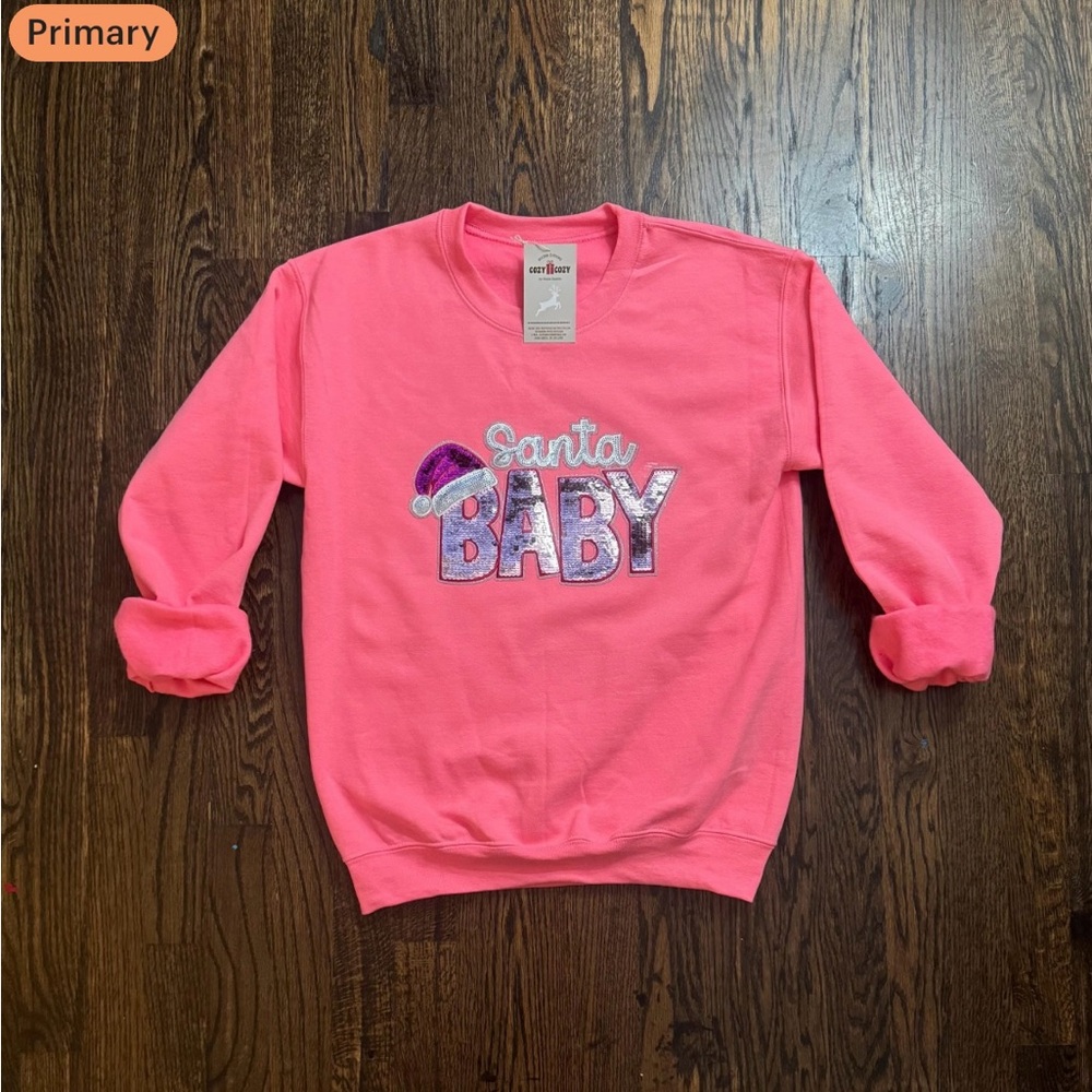 Hanes Pink Woman Sweatshirt with Santa Baby Design